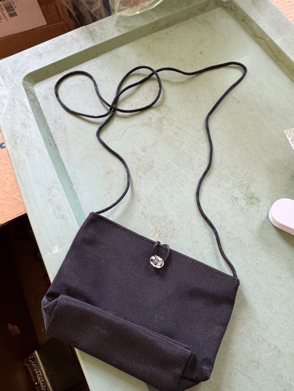 BAG NIGHTCLUB SMALL SHOULDER BAG BLACK WITH CRYSTAL BUTTON CLOUSER